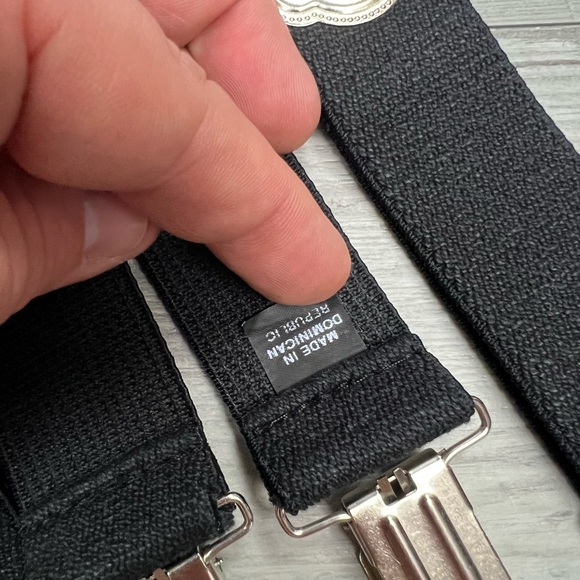 Solid Black Elastic Clip On Braces Suspenders - Picture 2 of 3